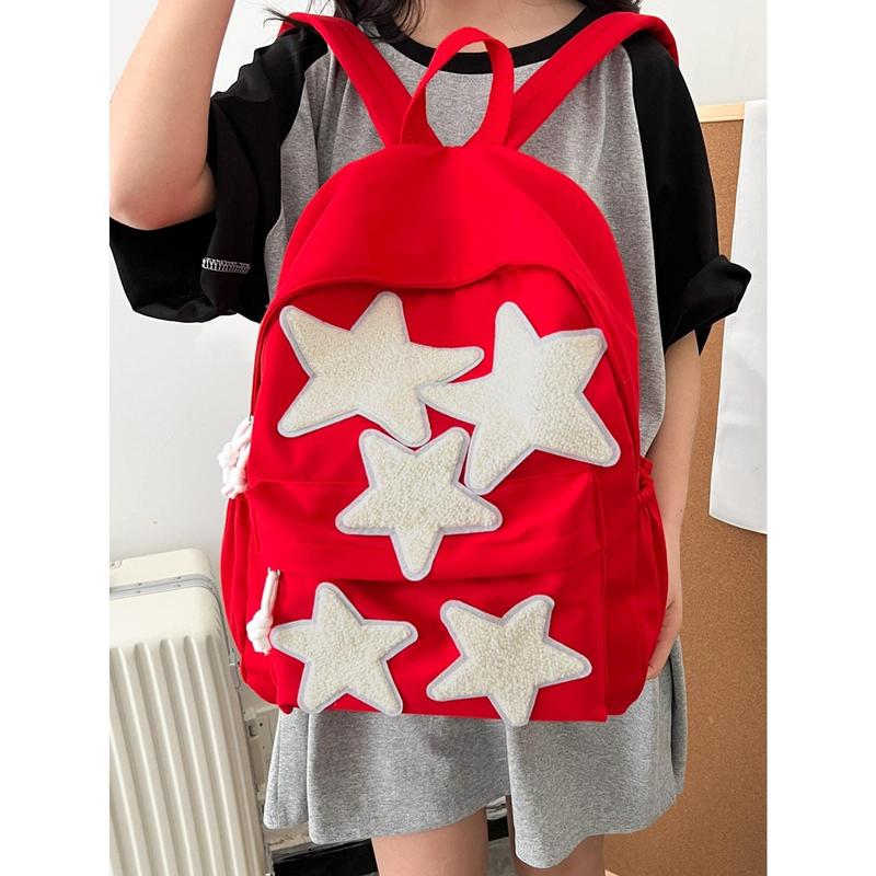 Fashionable Women's Star Decal Casual Nylon Backpack For SchoolSchool Backpack,Large Capacity,Portable,Classic Casual, Suitable For Teen Girls Women College Students,Boys And Men,Rookies & White-Collar Workers, Perfect For Back To School,First Day Of Scho