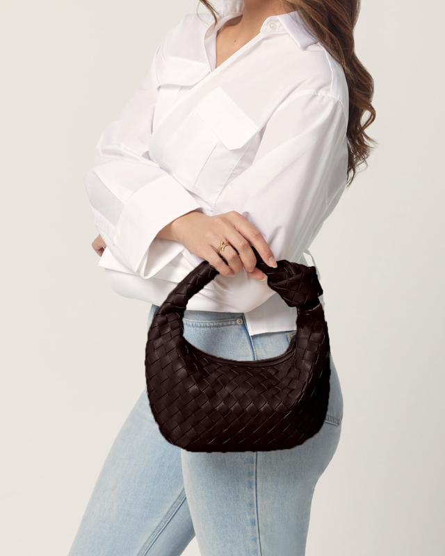 Woven Top Handle Bag - Durable Soft Vegan Leather - Chic Design - Versatile with any Outfit