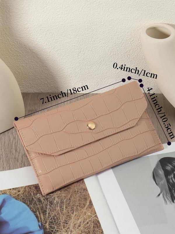 Women's Solid Color Crocodile Embossed Long Wallet, Fashionable Pu Leather Credit Card Holder, Casual Coin Wallet for Daily Used