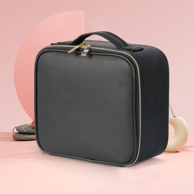 Travel  Cosmetic Bag Makeup Organizer Bag with Lighted Mirror 3 Color Scenarios Adjustable Brightness Portable Cosmetic Makeup Bag makeup  bag