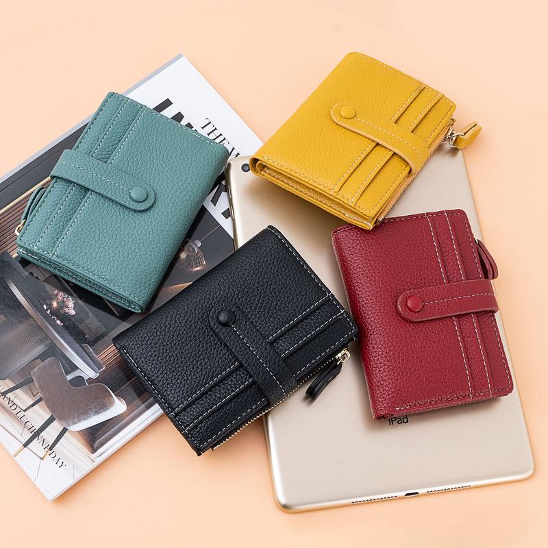 HKCLUF Small Wallet Women Minimalist Slim Bifold Wallets Zipper Leather Wallet Women Credit Card Large Capacity Holder Wallets