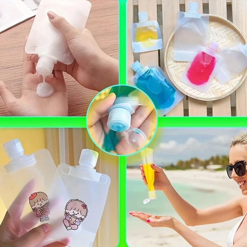 10Pcs 30 50 100Ml Portable Reusable Plastic Squeeze Packing Bag for Lotion Shampoo Cosmetic Fluids Refillable Travel Pouches candy partner