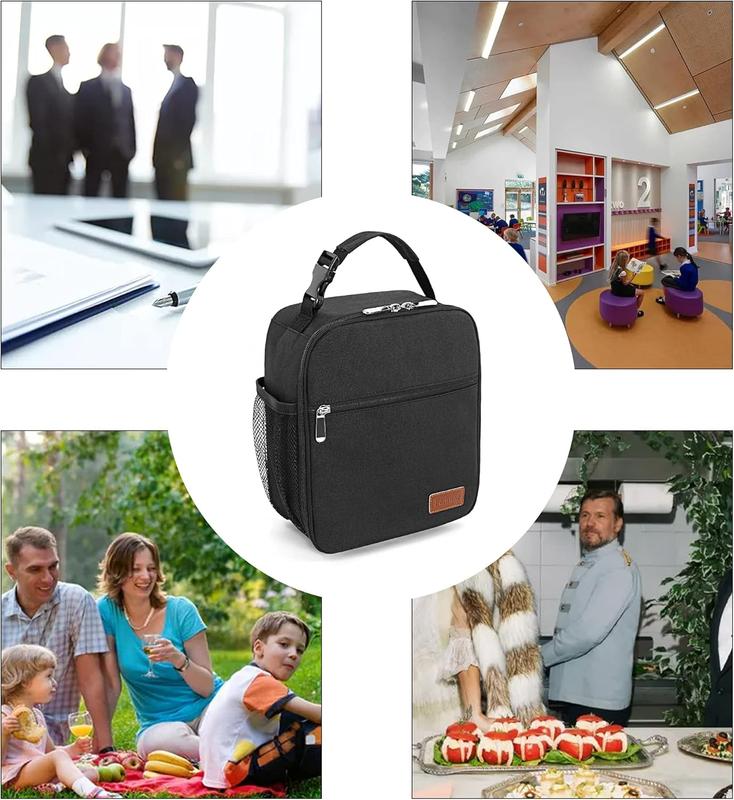 Lunch Box for Men Women Adults Small Lunch Bag for Office Work Picnic - Reusable Portable Lunchbox, Black