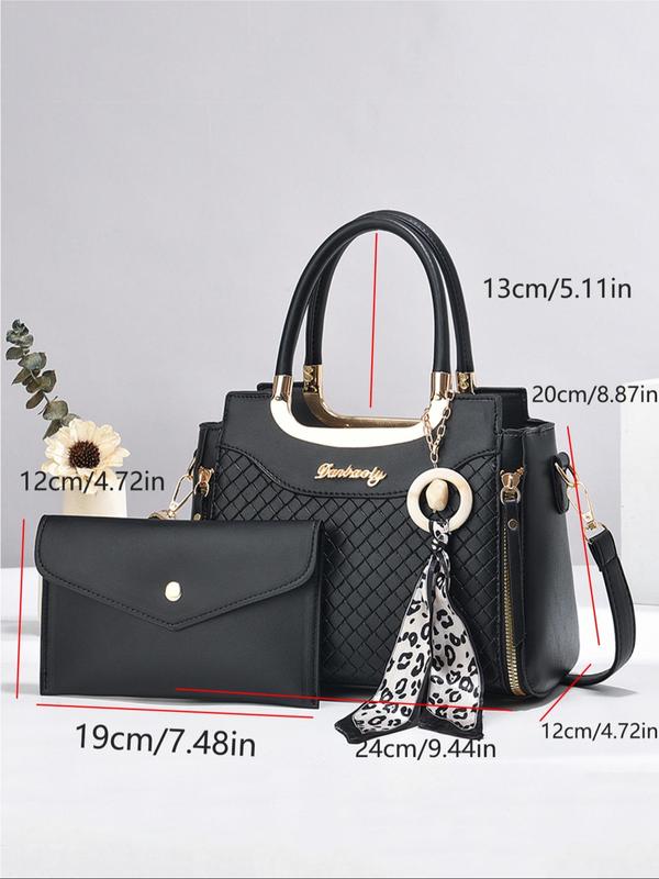 Women's Elegant Minimalist Crossbody Bag & Wristlet, Fashionable Solid Color Handbag Set for Daily Used, Casual Trendy Versatile High-quality Daily Commuting Bag