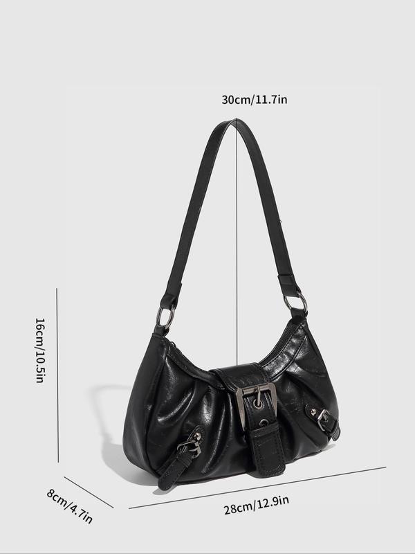 Women's Solid Color Shoulder Bag, Fashionable PU Leather Crossbody Bag for Daily Used, Casual Trendy Versatile High-quality Daily Commuting Bag