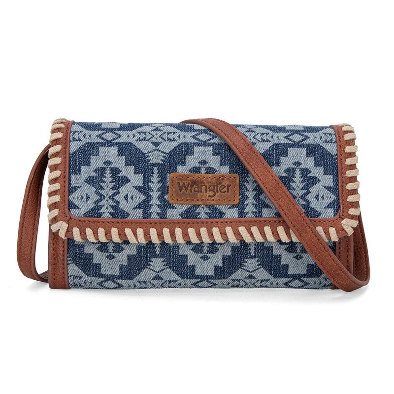 Wrangler  [MegaLive] Southwestern Pattern Print Wallet Snap-enclosed Wristlet Clutch Purse Underarm Satchel Bag