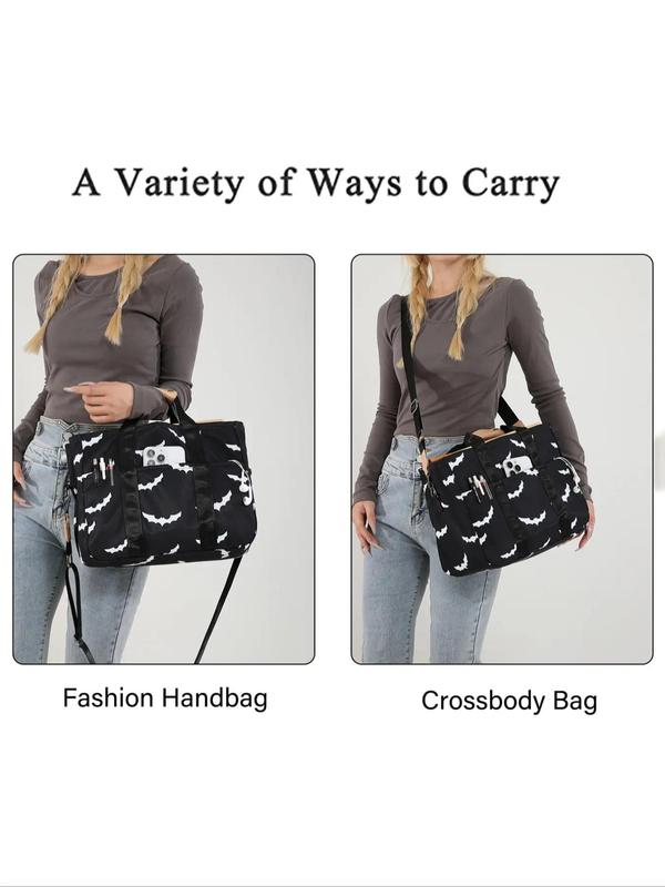 Women's Bat Pattern Tote Bag, Fashionable Large Capacity Shoulder Bag for Daily Used, Casual Trendy Versatile High-quality Daily Commuting Bag