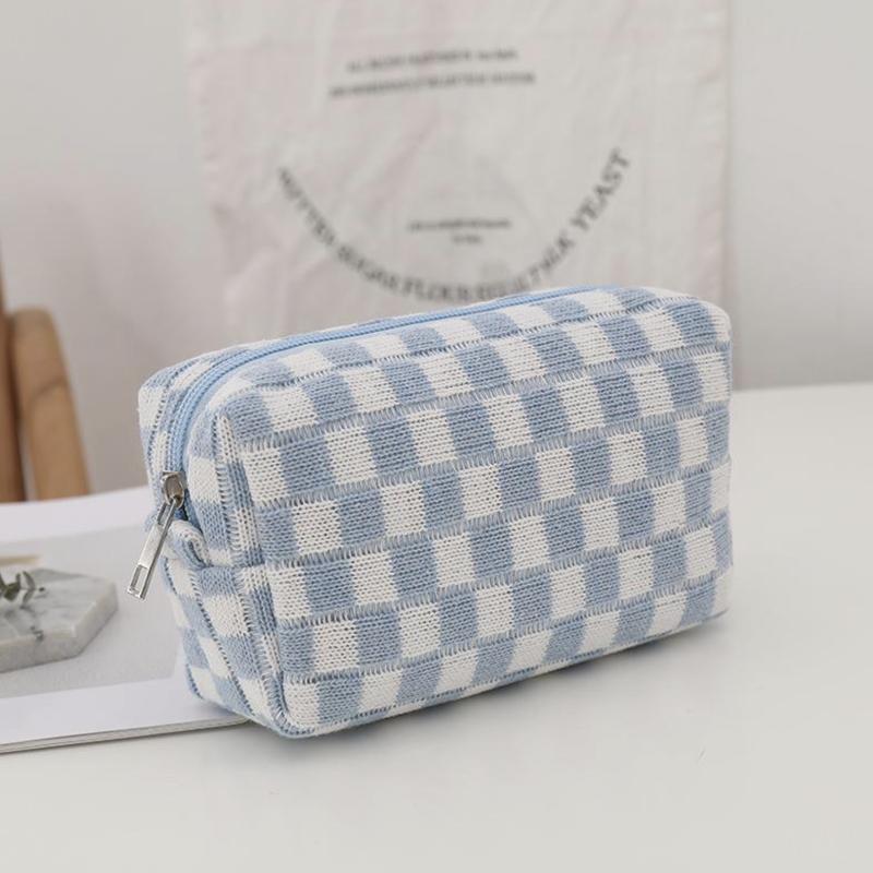 Checkered Pattern Make Up Bags for Women - Perfect for Travel