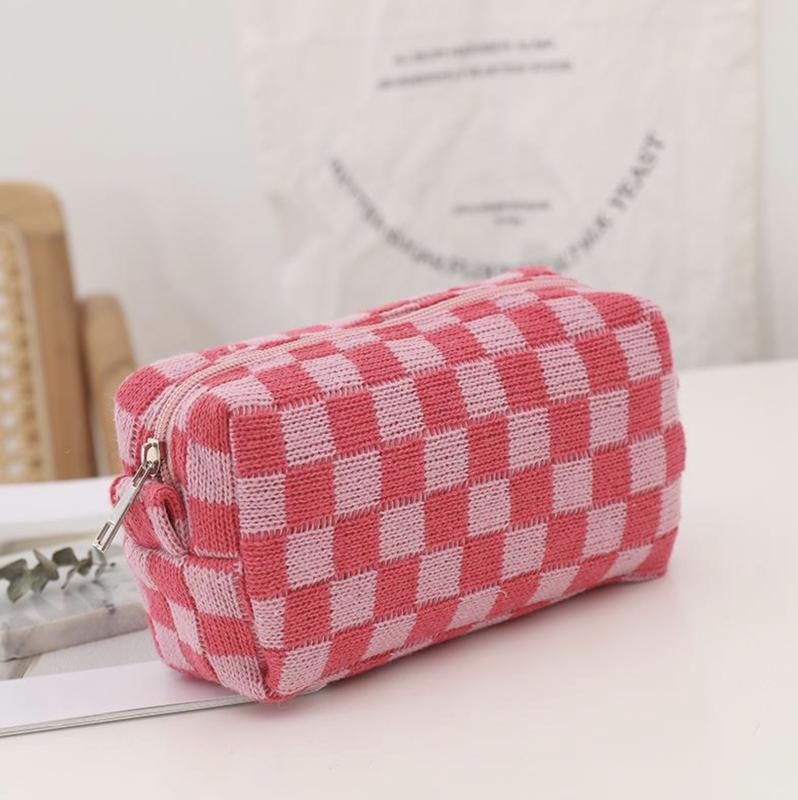 Checkered Pattern Make Up Bags for Women - Perfect for Travel