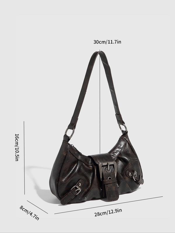 Women's Solid Color Shoulder Bag, Fashionable PU Leather Crossbody Bag for Daily Used, Casual Trendy Versatile High-quality Daily Commuting Bag