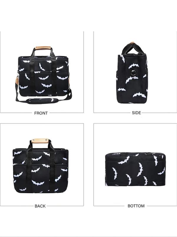 Women's Bat Pattern Tote Bag, Fashionable Large Capacity Shoulder Bag for Daily Used, Casual Trendy Versatile High-quality Daily Commuting Bag