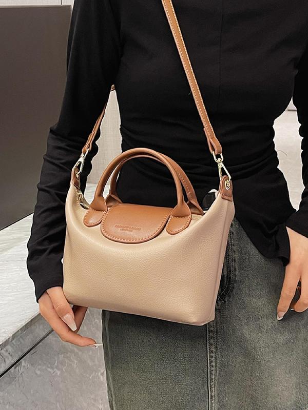 Women's Solid Color Textured Bucket Bag, Fashionable Crossbody Bag for Daily Used, Casual Trendy Versatile High-quality Daily Commuting Bag