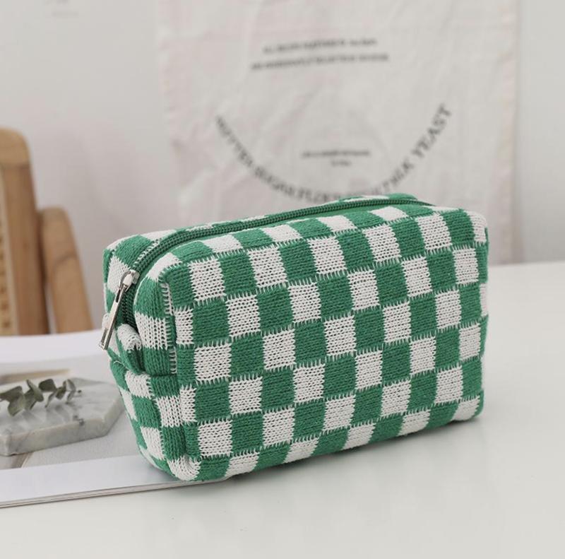 Checkered Pattern Make Up Bags for Women - Perfect for Travel