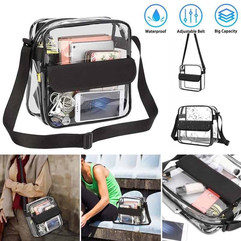 Clear PVC Tote Bag Crossbody Handbag For NFL PGA Stadium Safe Transparent Purse