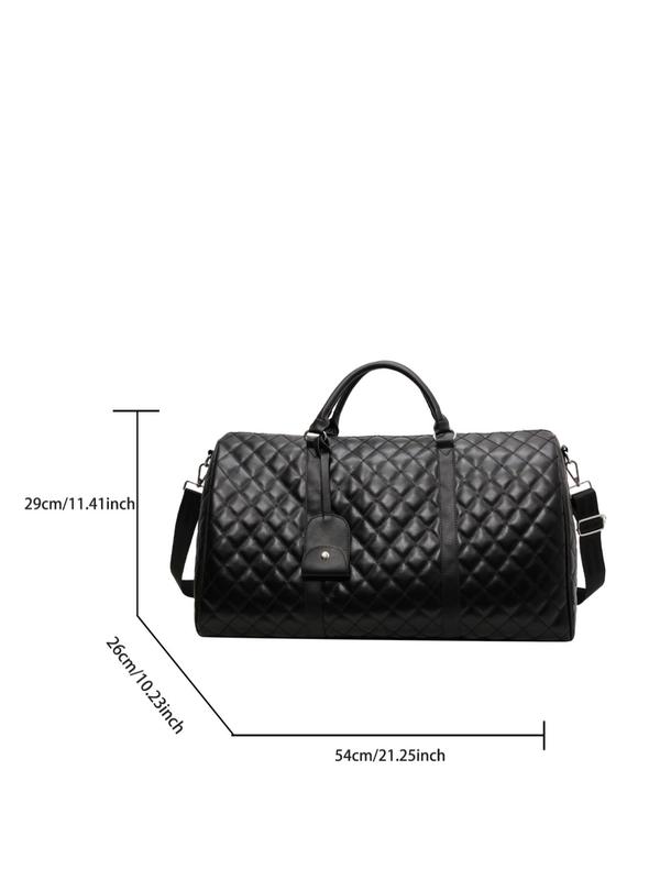 Unisex Simple Style Plain Color Quilted Travel Bag, Pu Leather Textured Large Capacity Travel Bag, Fashionable Handbag & Crossbody Bag for Travel Use, Travel Essentials