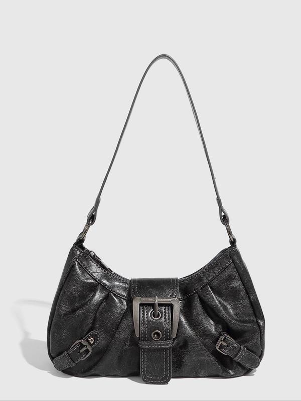 Women's Solid Color Shoulder Bag, Fashionable PU Leather Crossbody Bag for Daily Used, Casual Trendy Versatile High-quality Daily Commuting Bag
