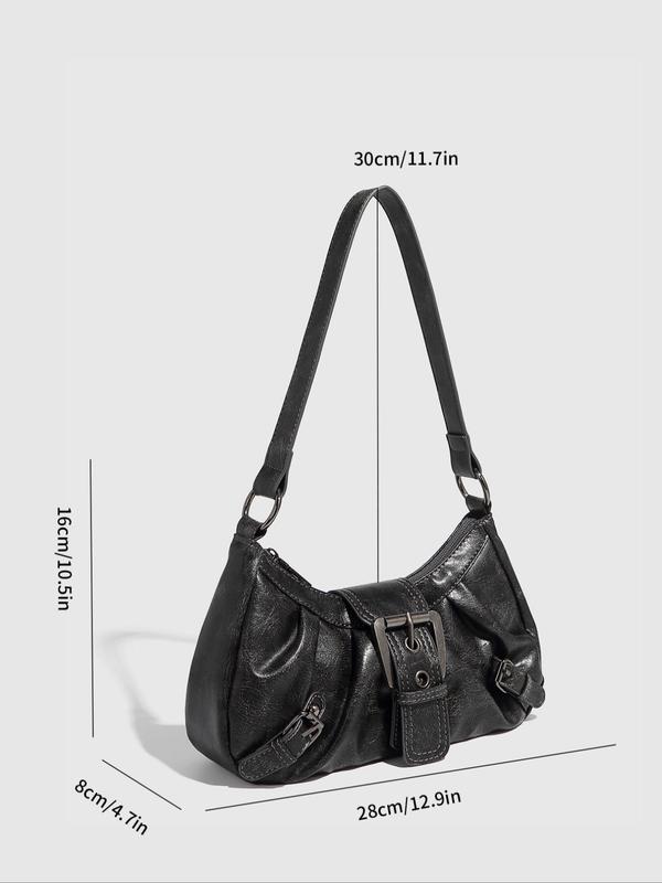 Women's Solid Color Shoulder Bag, Fashionable PU Leather Crossbody Bag for Daily Used, Casual Trendy Versatile High-quality Daily Commuting Bag