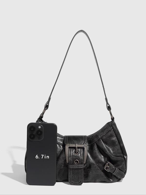 Women's Solid Color Shoulder Bag, Fashionable PU Leather Crossbody Bag for Daily Used, Casual Trendy Versatile High-quality Daily Commuting Bag