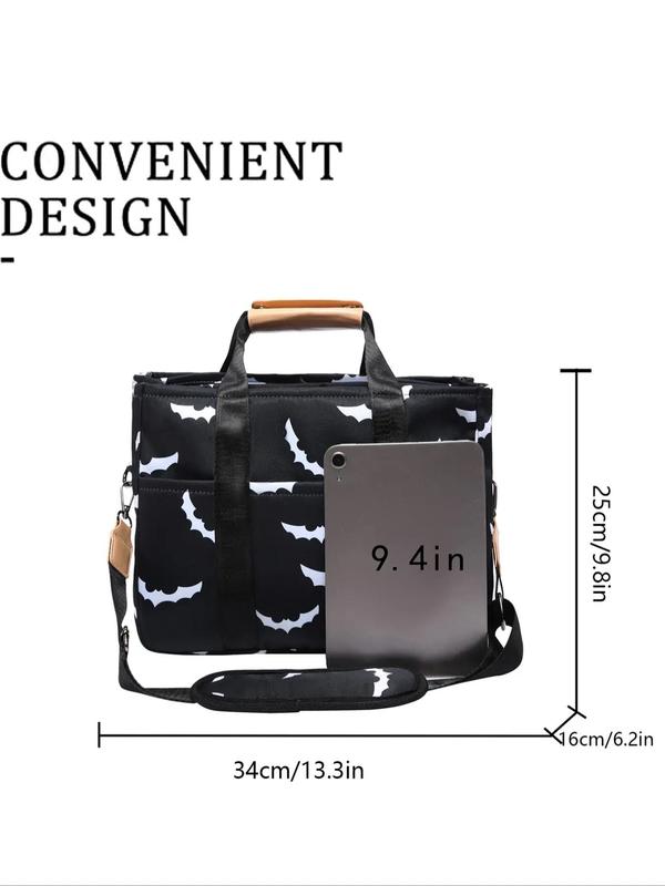 Women's Bat Pattern Tote Bag, Fashionable Large Capacity Shoulder Bag for Daily Used, Casual Trendy Versatile High-quality Daily Commuting Bag