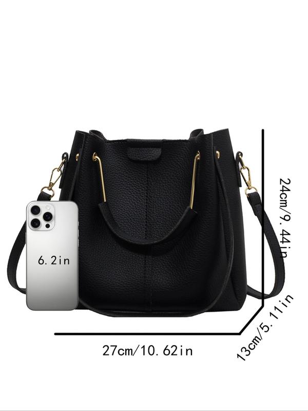 Women's Fashionable Solid Color Bucket Bag, Casual Versatile Zipper Shoulder Crossbody Bag for Daily Used, Trendy High-quality Daily Commuting Bag