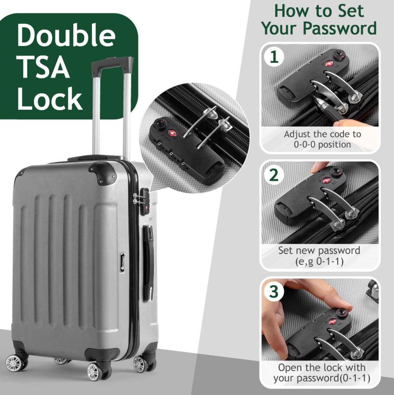 3 Piece Nested Spinner Suitcase Luggage Set With TSA Lock