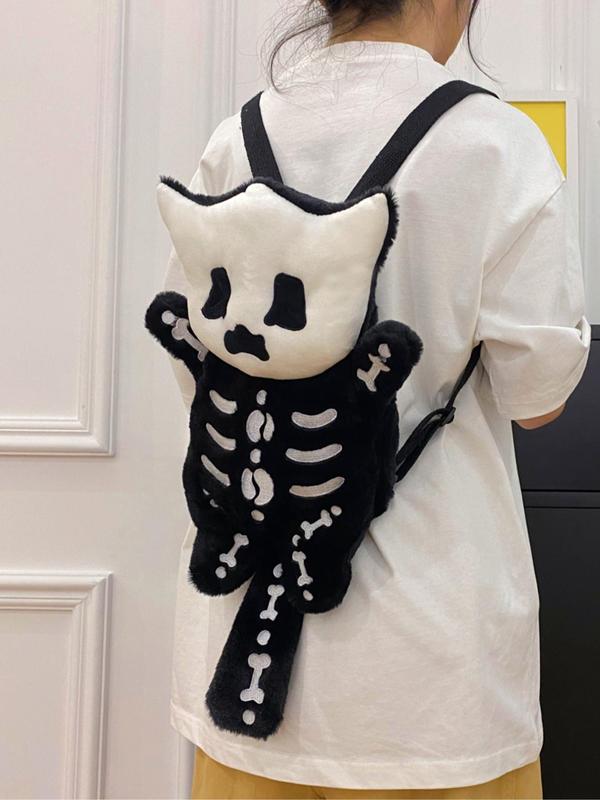 Cartoon Skull Design Backpack, Cute Large Capacity Adjustable Strap Backpack, Fashionable Backpack for Women & Girls Halloween Party