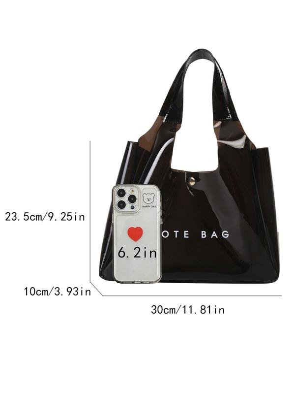 Clear Tote Bag, Fashionable PVC Shoulder Bag for Women, Casual Trendy Versatile High-quality Daily Commuting Bag, Girl Fashionable Shopping Bag