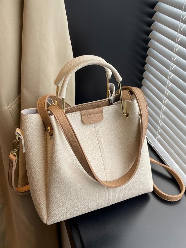 Women's Fashionable Solid Color Bucket Bag, Casual Versatile Zipper Shoulder Crossbody Bag for Daily Used, Trendy High-quality Daily Commuting Bag