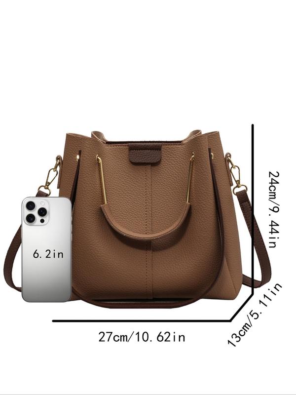 Women's Fashionable Solid Color Bucket Bag, Casual Versatile Zipper Shoulder Crossbody Bag for Daily Used, Trendy High-quality Daily Commuting Bag