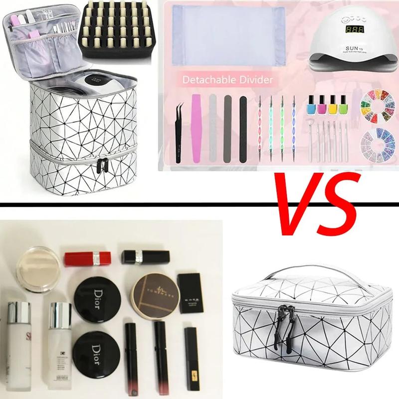 1 2 Layers Essential nail kit and tool Bag 30 Bottles Portable Nail Polish Storage Bag Cosmetic Large Handbag Organizer with Handle for Travel boho  makeup trendy  makeup quilted  makeup makeup storage