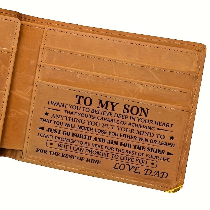 Keepsake, Engraved Leather Wallet for Son from Mom - Stylish Men's Faux Leather Wallet, Perfect Christmas Gift