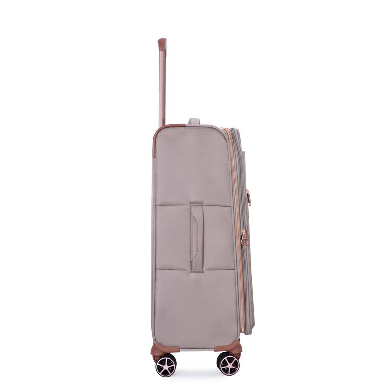 Expandable 4-piece luggage set, soft shell and soft edge upright carry on luggage (16 20 24 28) made of lightweight polyester material