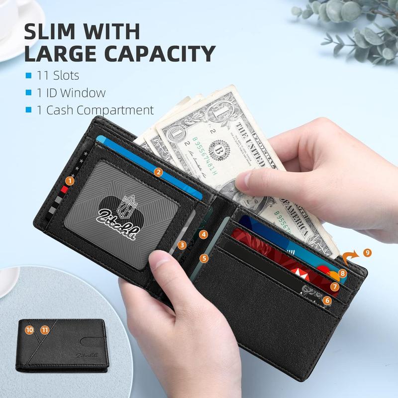 Black Friday Zitahli Minimalist Leather Bifold Men Wallet Card Holder smart wallet