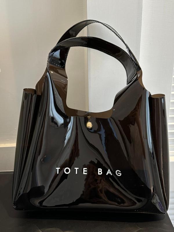 Clear Tote Bag, Fashionable PVC Shoulder Bag for Women, Casual Trendy Versatile High-quality Daily Commuting Bag, Girl Fashionable Shopping Bag