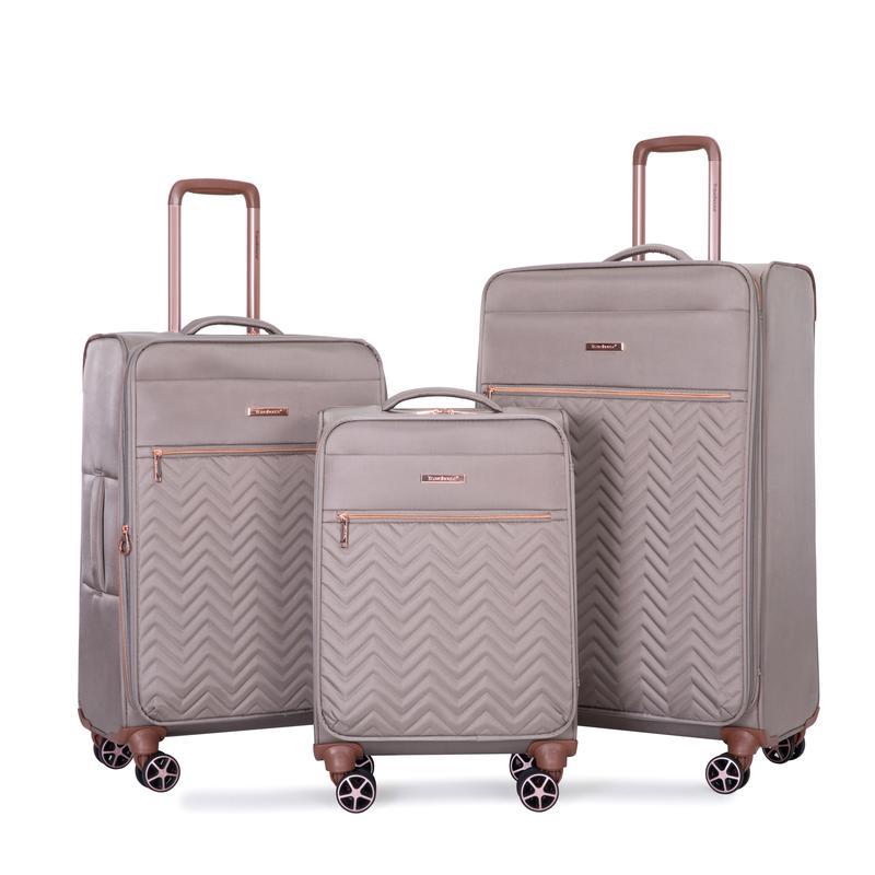 Expandable 4-piece luggage set, soft shell and soft edge upright carry on luggage (16 20 24 28) made of lightweight polyester material