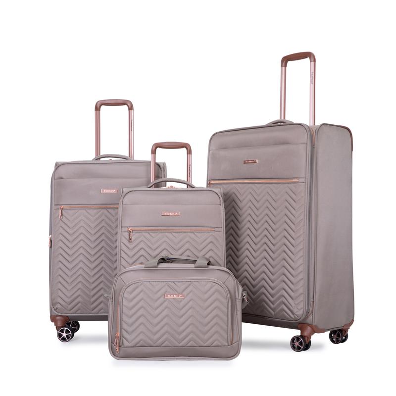 Expandable 4-piece luggage set, soft shell and soft edge upright carry on luggage (16 20 24 28) made of lightweight polyester material