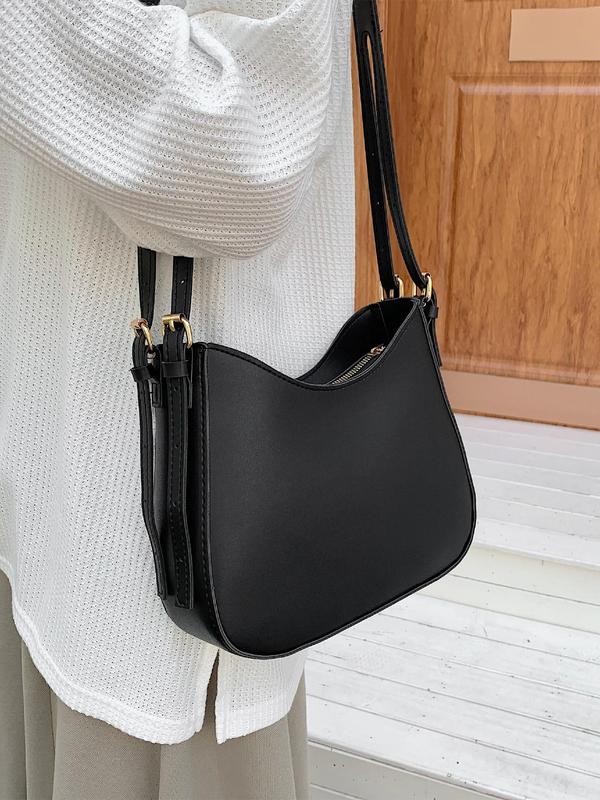 Women's Fashionable Solid Shoulder Bag, Casual Pu Crossbody Bag for Daily Used, Casual Trendy Versatile High-quality Commuting Bag, Girl Fashionable Shopping Bag