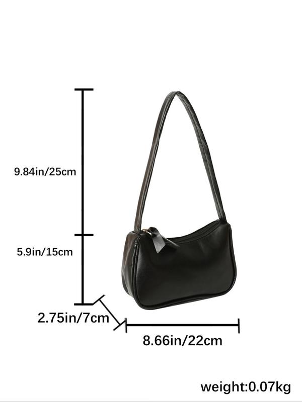 Women's Solid Color Shoulder Bag, Fashionable PU Leather Zipper Shoulder Bag for Daily Used, Casual Trendy Versatile High-quality Daily Commuting Bag