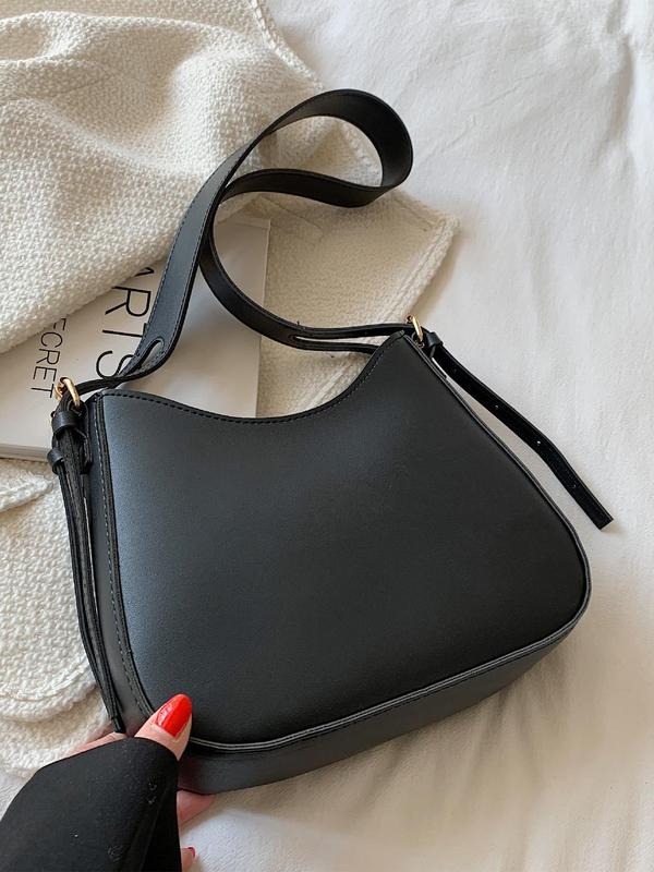 Women's Fashionable Solid Shoulder Bag, Casual Pu Crossbody Bag for Daily Used, Casual Trendy Versatile High-quality Commuting Bag, Girl Fashionable Shopping Bag