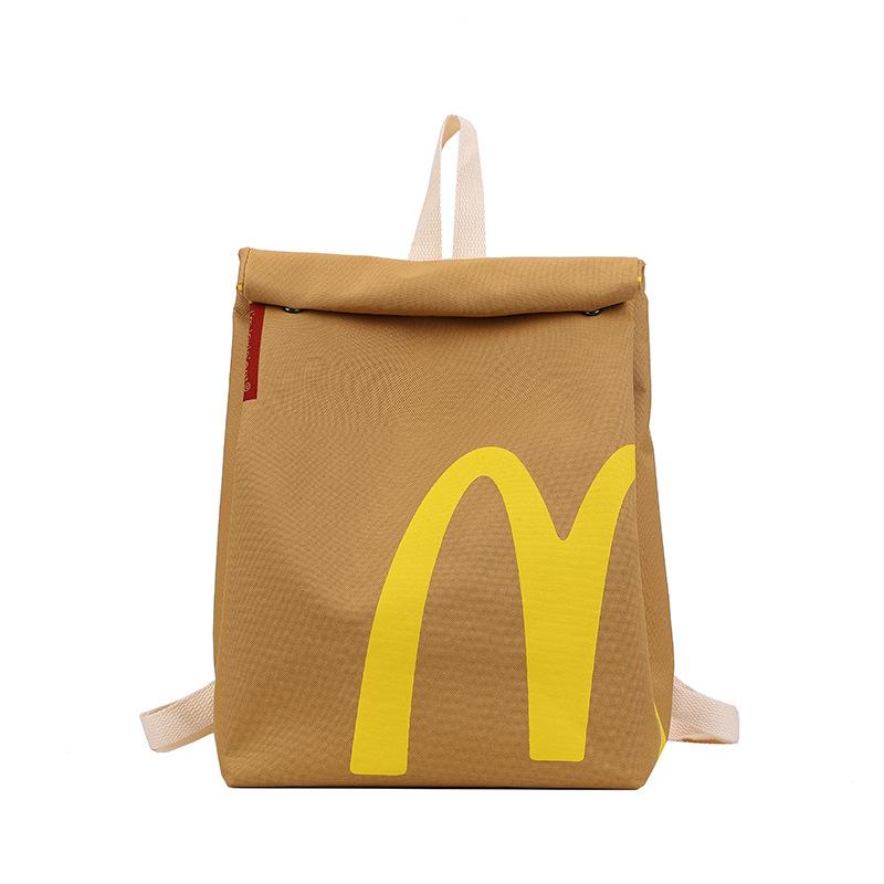 Mcdonald's Starbucks Canvas Backpack Large Capacity, Personality Shoulder Messenger Bag Casual Backpack Laptop Bag Light Travel for Women Men