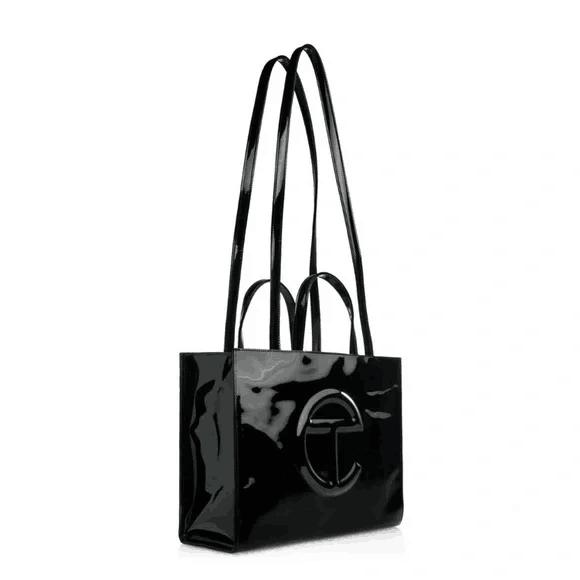 Black Friday- Gift for You-Telfar medium black Patent shopping bag