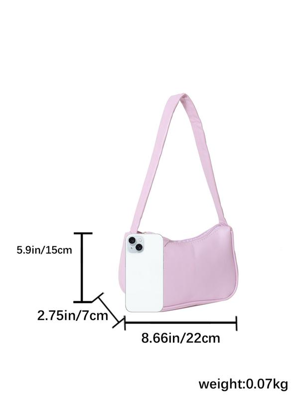 Women's Solid Color Shoulder Bag, Fashionable PU Leather Zipper Shoulder Bag for Daily Used, Casual Trendy Versatile High-quality Daily Commuting Bag