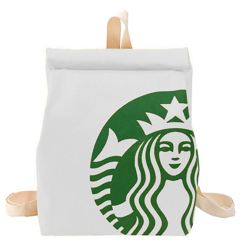 Mcdonald's Starbucks Canvas Backpack Large Capacity, Personality Shoulder Messenger Bag Casual Backpack Laptop Bag Light Travel for Women Men