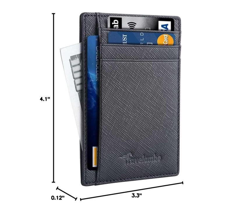 Slim Wallet Front Pocket Minimalist Leather RFID Blocking Medium Size, Black Cros