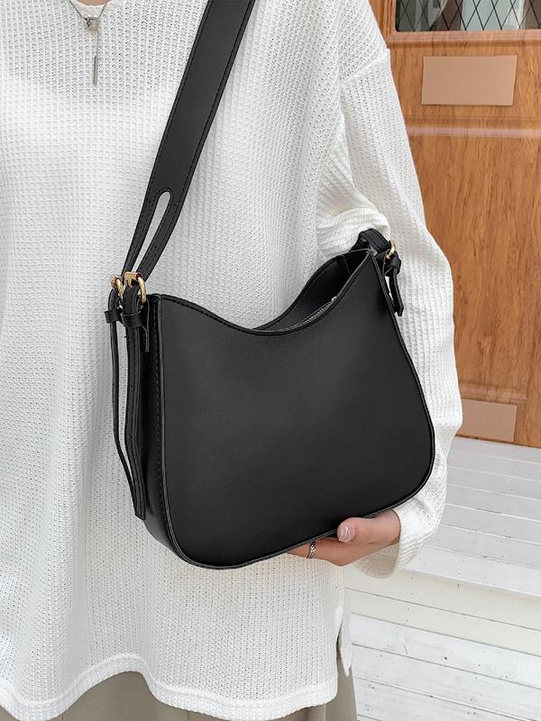 Women's Fashionable Solid Shoulder Bag, Casual Pu Crossbody Bag for Daily Used, Casual Trendy Versatile High-quality Commuting Bag, Girl Fashionable Shopping Bag