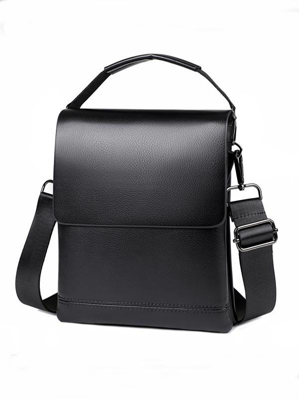 Men's Business Fashion Solid Color Crossbody Bag, Casual PU Leather Zipper Shoulder Bag for Work & Daily Used, High-quality Daily Commuting Bag