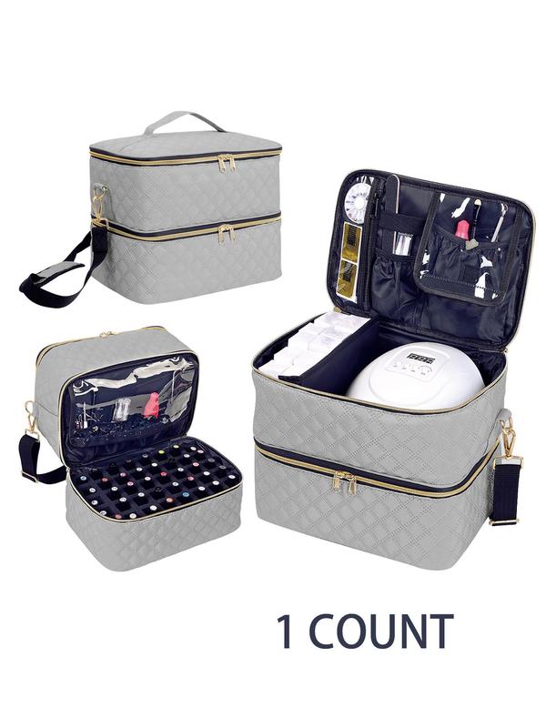 Quilted Nail Polish Storage Bag, Portable Large Capacity Makeup Bag with Multiple Compartments, Multifunctional Storage Bag for Travel & Home Use