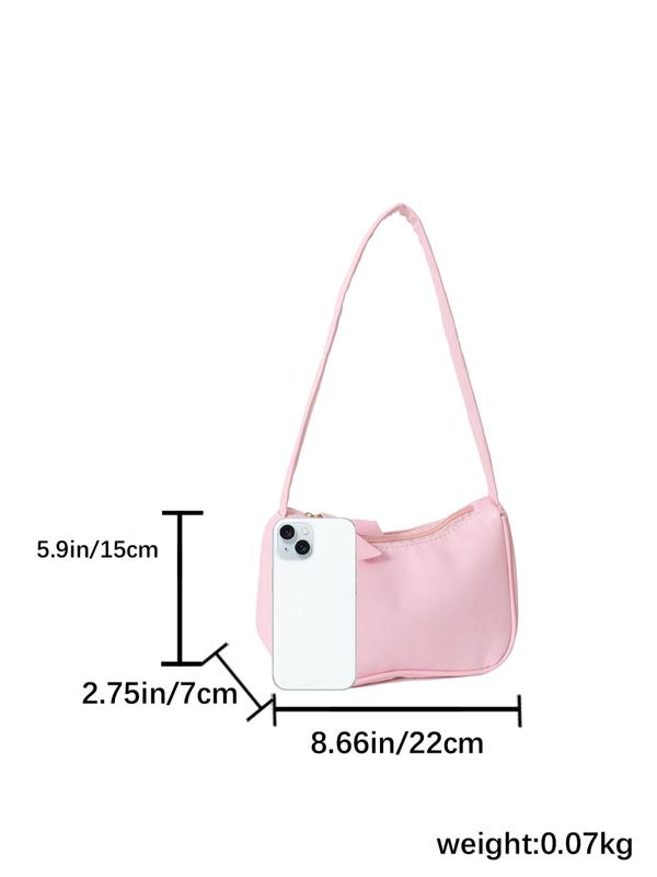 Women's Solid Color Shoulder Bag, Fashionable PU Leather Zipper Shoulder Bag for Daily Used, Casual Trendy Versatile High-quality Daily Commuting Bag