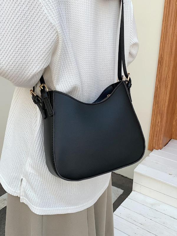 Women's Fashionable Solid Shoulder Bag, Casual Pu Crossbody Bag for Daily Used, Casual Trendy Versatile High-quality Commuting Bag, Girl Fashionable Shopping Bag