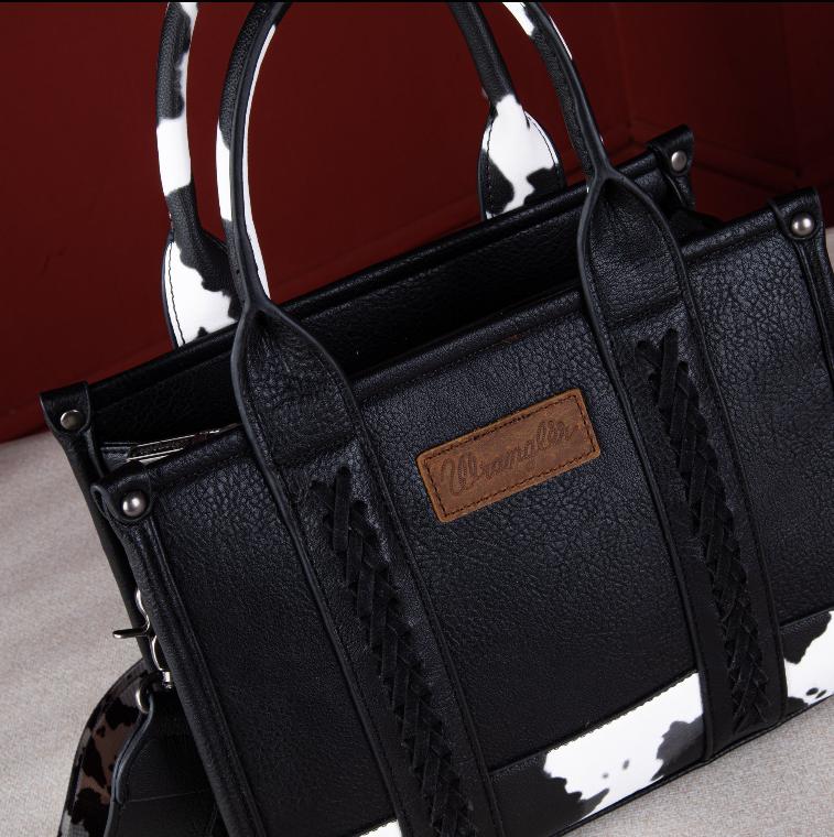 Wrangler Cowprint Medium Tote Bags for Women &Card Holder Wallet 2Pcs Set